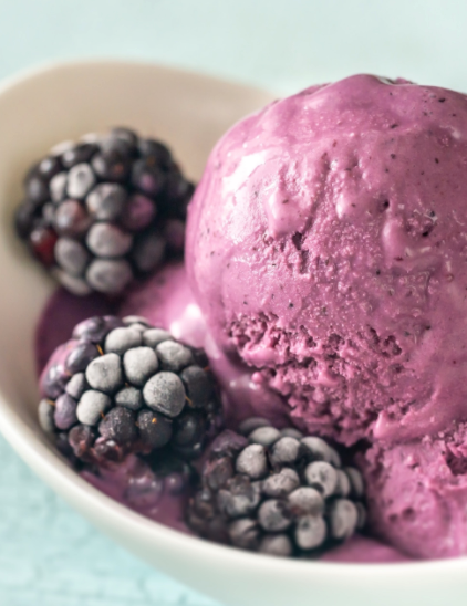 Blackberry, Almond and White Choc Ice Cream